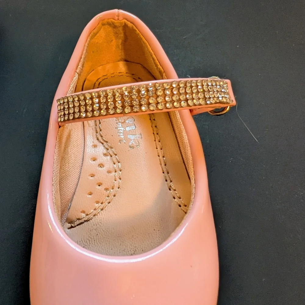 Pink Patent Leather Kids Shoes with Rhinestone Strap